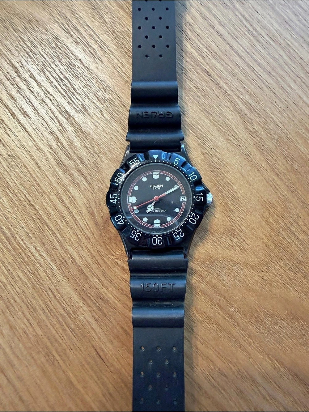 GRUEN 5 ATM Black Sport Watch